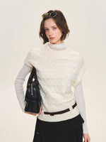 Belted Collared Wool Blend Vest