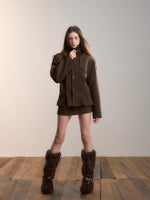 Knit-Panel High-Neck Padded Jacket