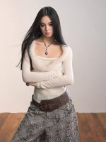 Patchwork Fox Fur Knit Top & Fur Scarf Set