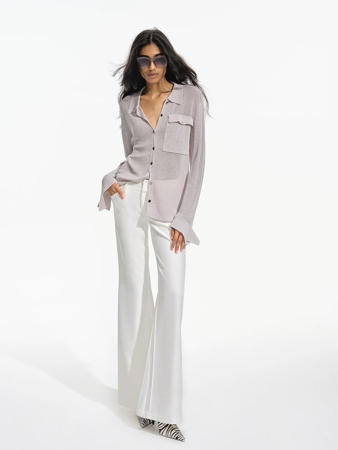 Pleated Flare Tailored Trousers