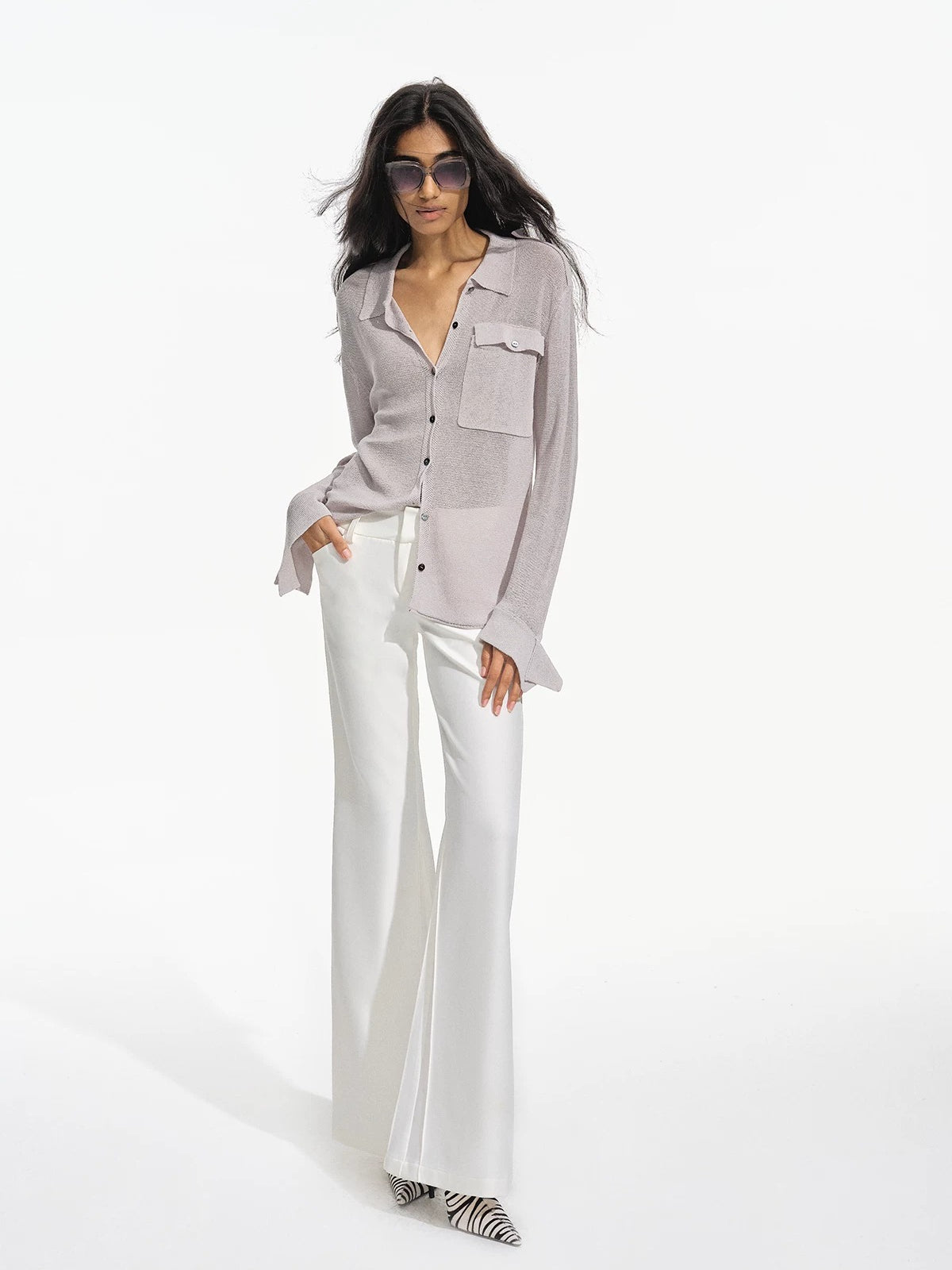 Pleated Flare Tailored Trousers
