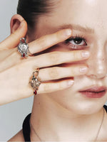 Floral Teardrop Open Ring