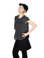 Plaid Collar Tie Blouse