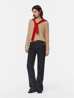 Alpaca Wool Contrast Trim Boatneck Sweater