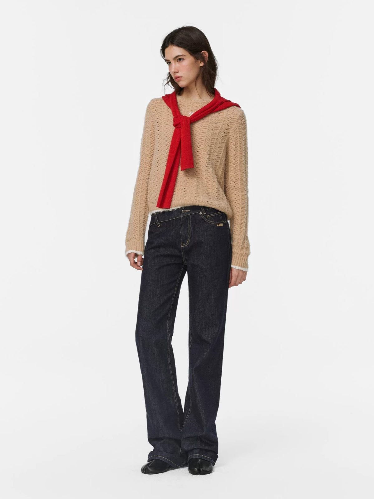Alpaca Wool Contrast Trim Boatneck Sweater