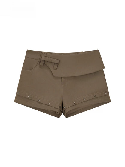 Deconstructed Studded Suit Shorts