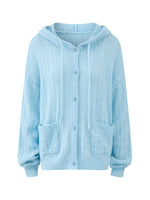 Hooded Mohair Blend Knit Cardigan