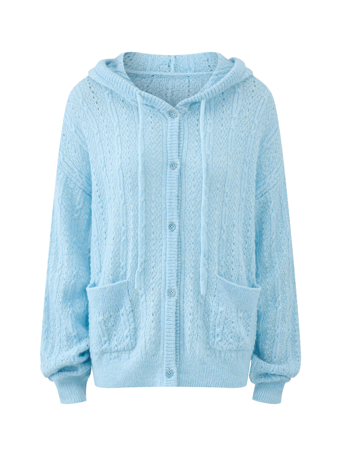 Hooded Mohair Blend Knit Cardigan