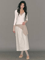 Layered V-Neck Ribbed Knit Top