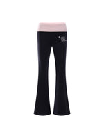 Contrast Waist Flared Pants