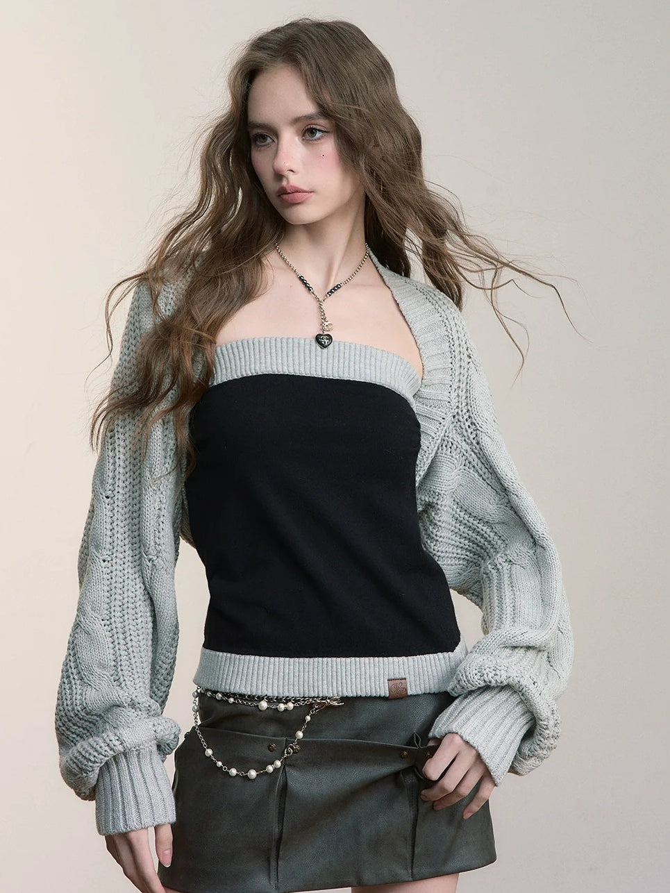 Colorblock Wool Bustier Set