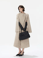 Embellished Buckle Belted Wool Blend Coat