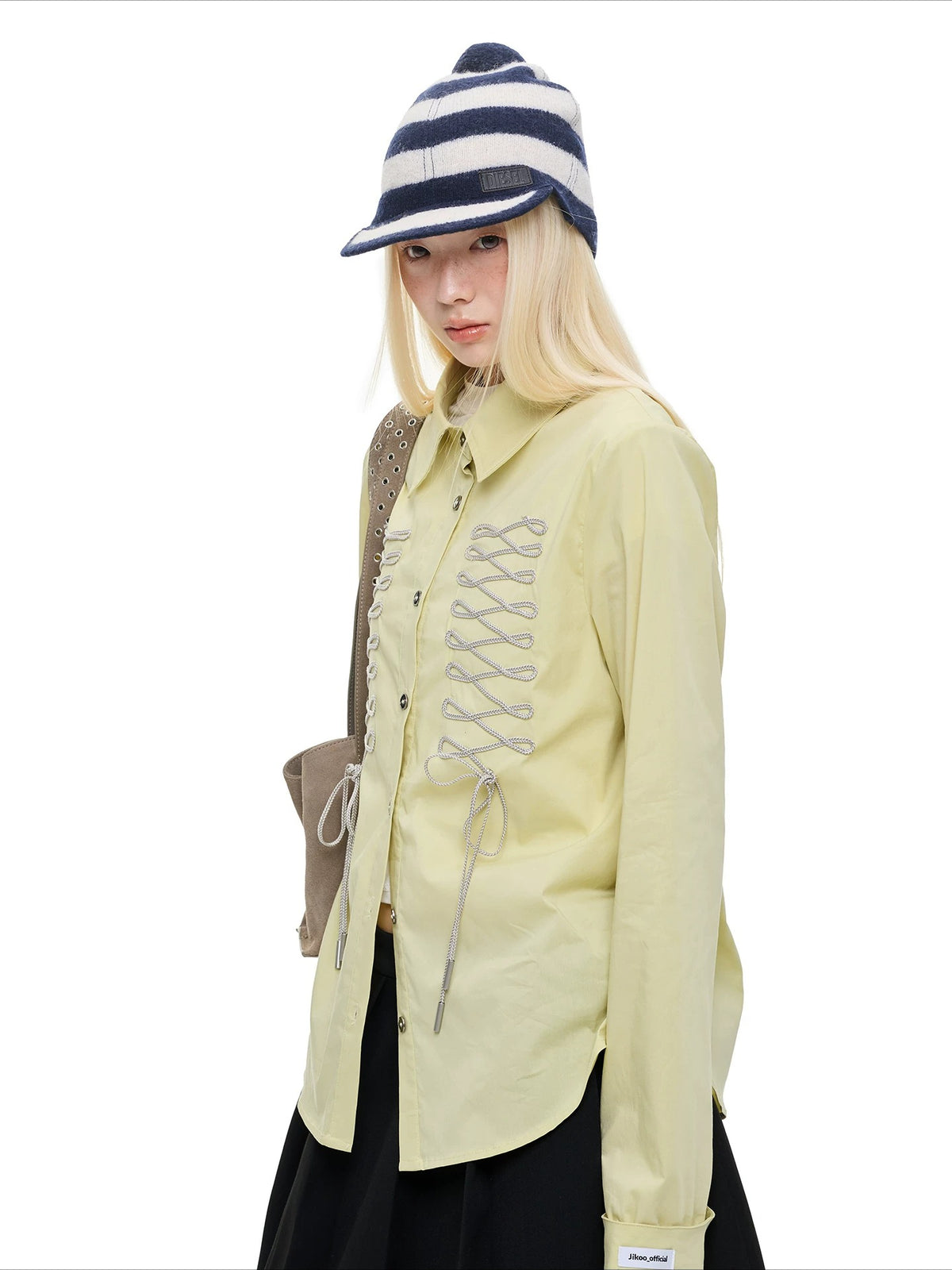 Lace-Up Bow Detail Relaxed Shirt