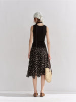 Polka Dot Ruffle Midi Skirt