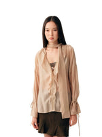 Champagne Cutout Zip Shirt