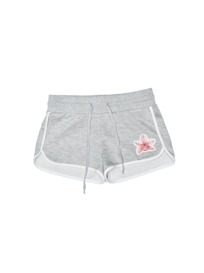 Flower Embroidered Rhinestone Sports Shorts