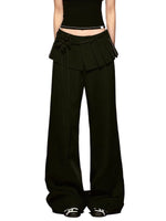 Layered Pleated Panel Straight Pants