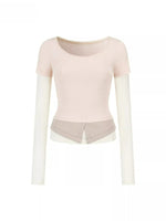 Colorblock Faux Layered Long Sleeve Tee
