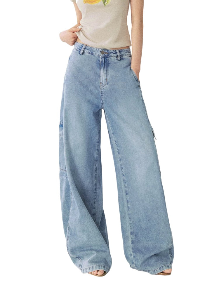 Multi-Pocket Cargo Wide-Leg Jeans