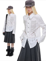 Lace-Up Bow Detail Relaxed Shirt