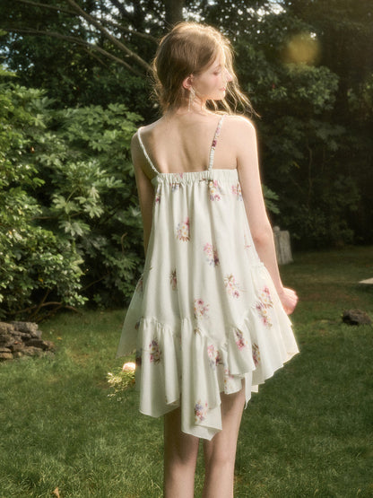 Irregular Lace Puff Dress