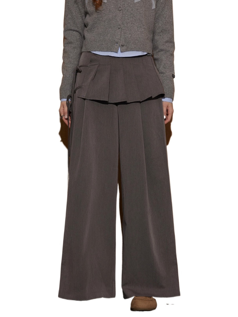 Pleated Layer Wide-Leg Pants