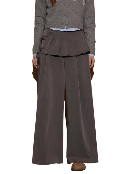 Pleated Layer Wide-Leg Pants