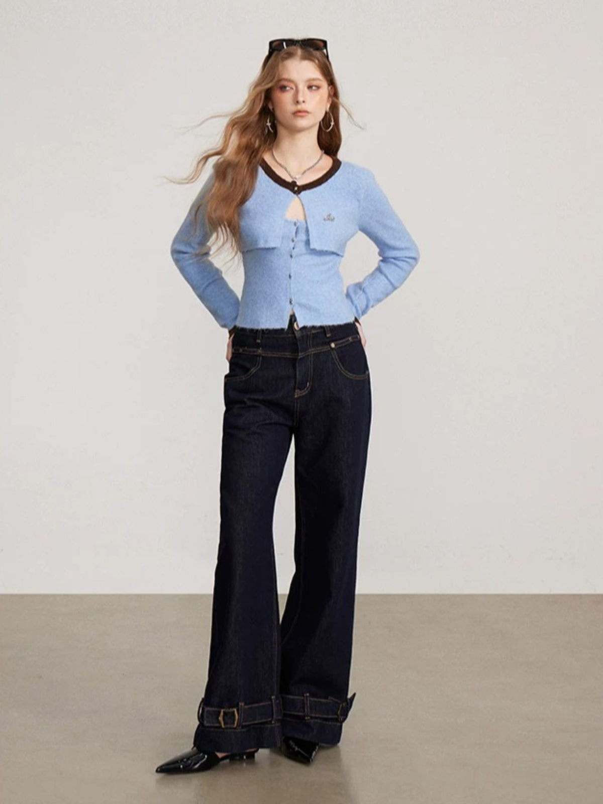 Layered Faux Two-Piece Knit Sweater
