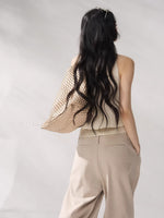 Beige Lace Halter Tank Top
