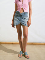 Washed Drapey Effect Slimming High-Waist Skirt