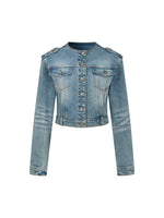 Cropped Washed Denim Jacket