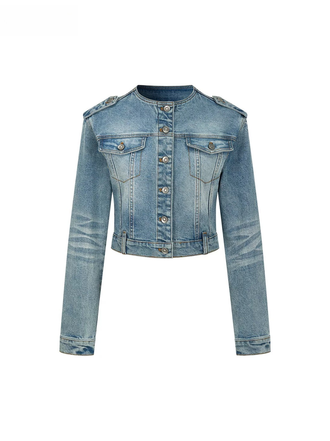 Cropped Washed Denim Jacket