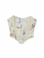 Cat Newspaper Print Corset Top