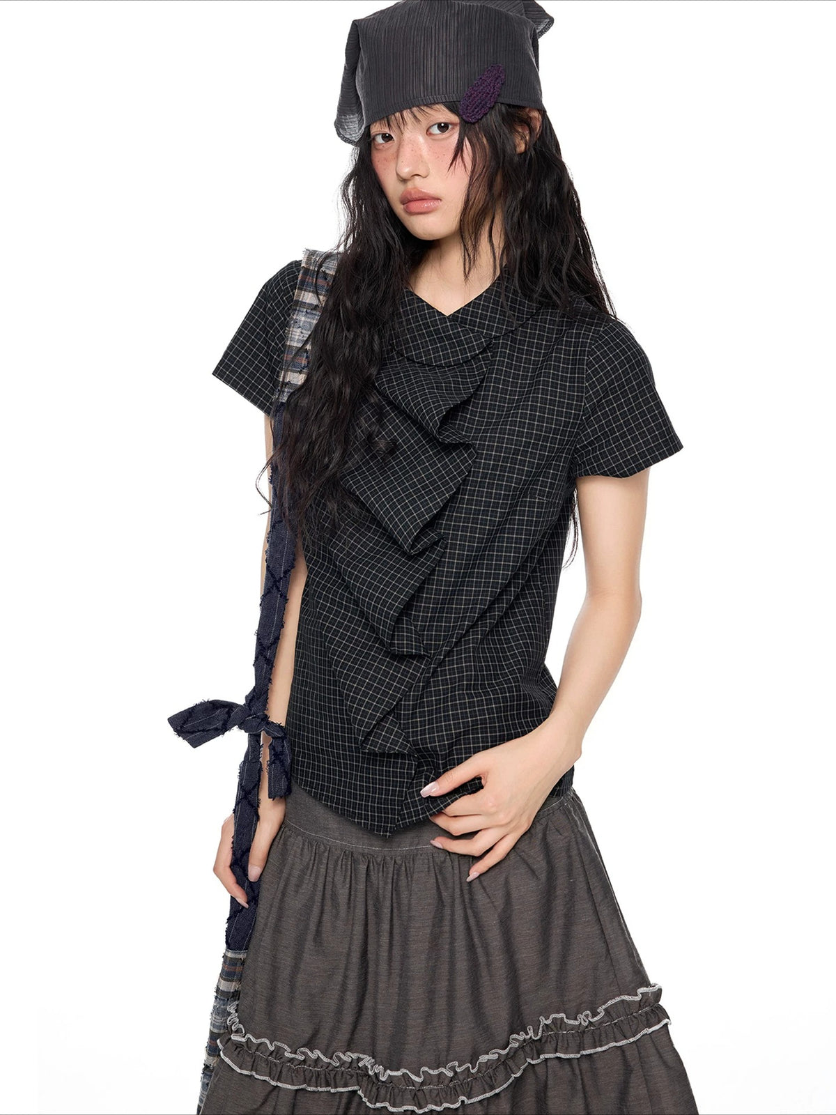 Plaid Ruffle Blouse