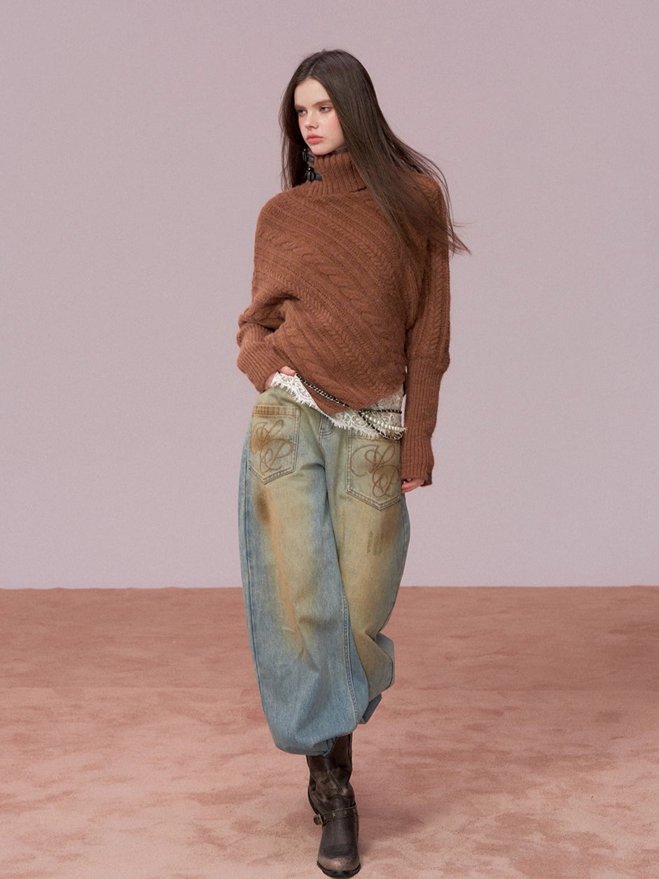 Oversized Cowl Neck Cape Sweater