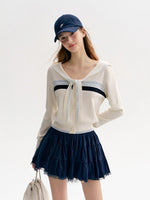 Beige Sailor Cardigan Set
