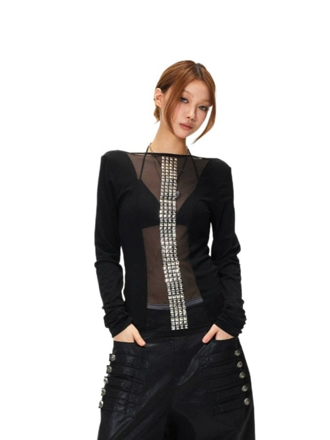 Rhinestone Mesh Tee