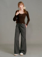 Bow Detail Straight Pants