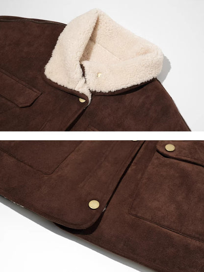 Reversible Shearling Suede Drawstring Jacket