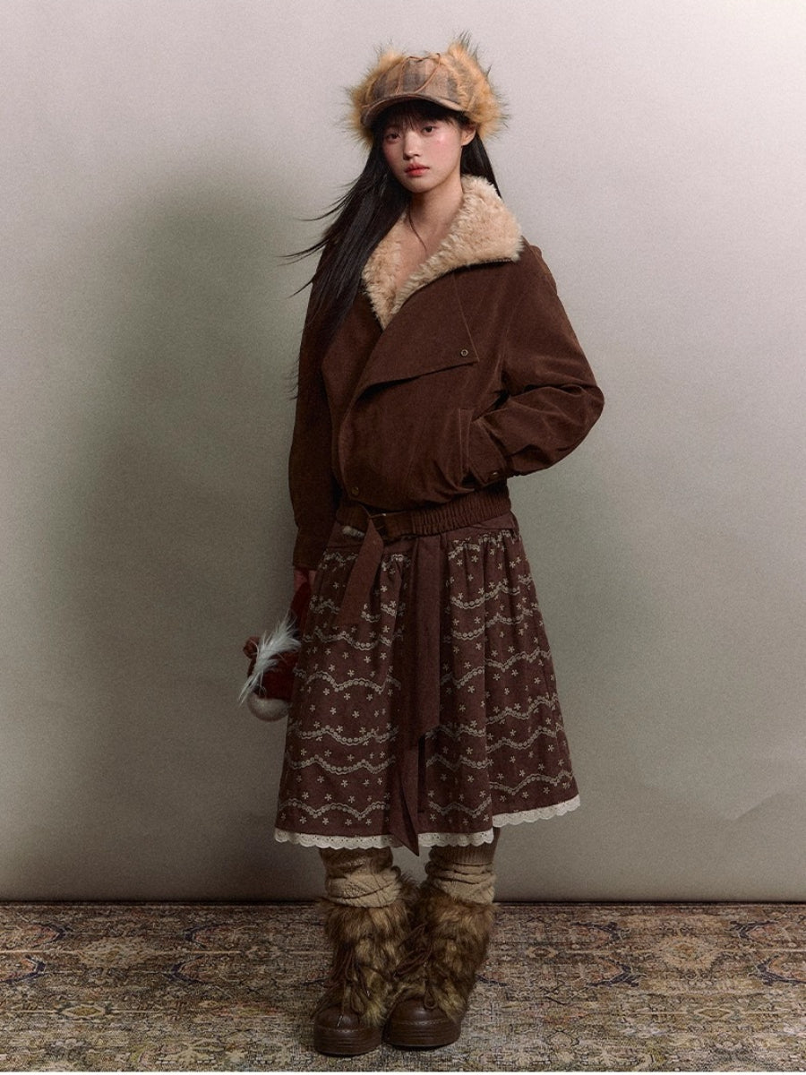 Retro Suede Shearling Moto Jacket