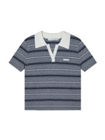 Stripe V-Neck Knit Polo