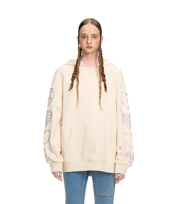 Doozoo Rhinestone Heart Hoodie