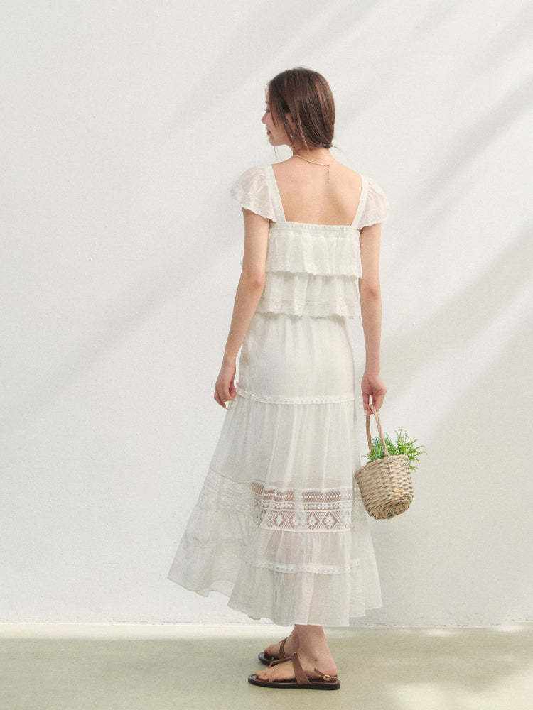 Soft Flutter Sleeve Blouse &amp; Skirt Set