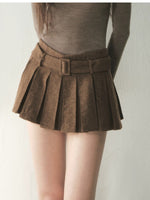 Vintage Brown Pleated Mini Skirt