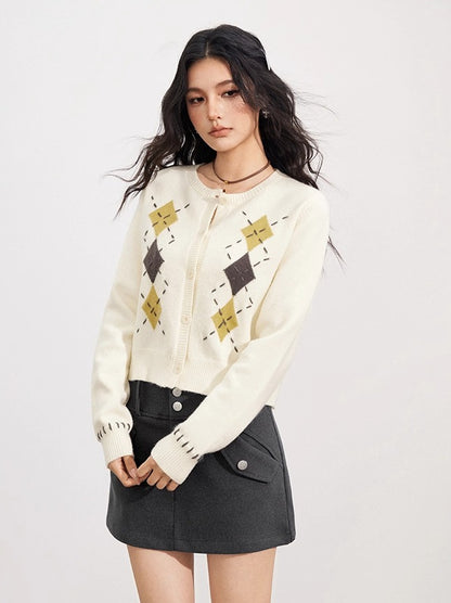 Hand-Stitched Diamond Knit Sweater