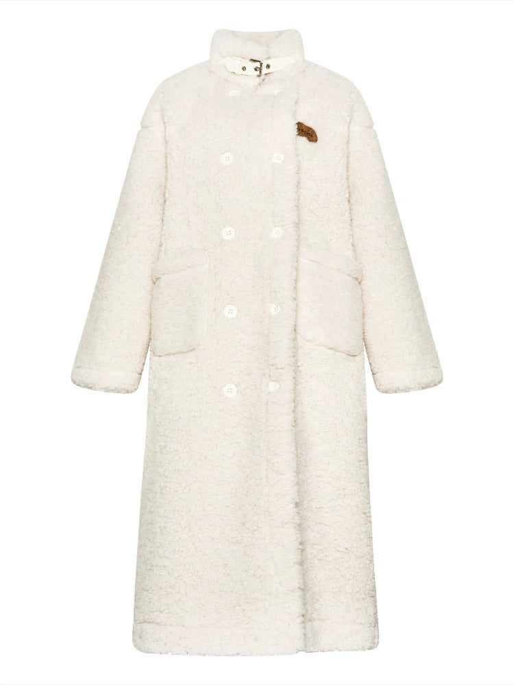 White Fleece Longline Coat