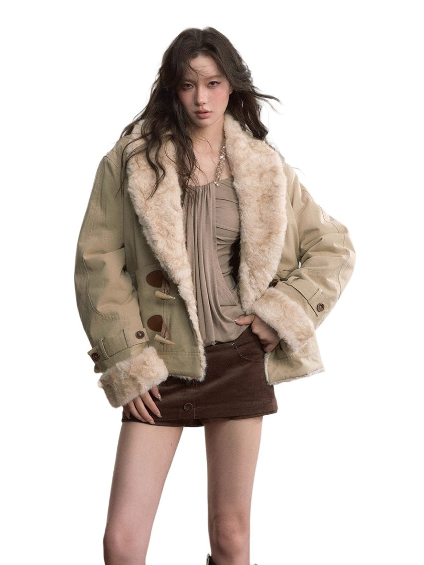 Reversible Eco-Faux Fur Toggle Coat