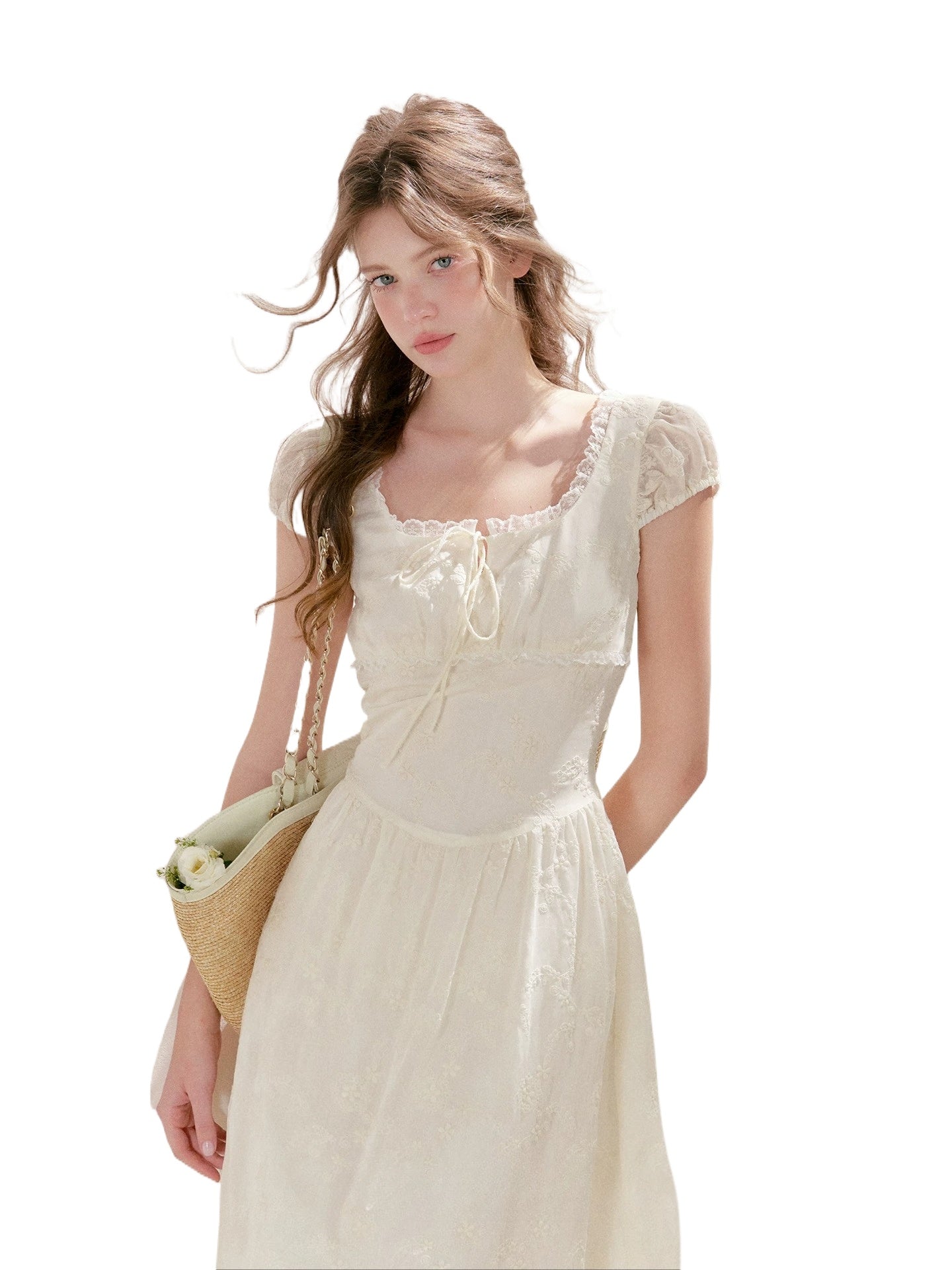 Embroidered Lace Midi Dress
