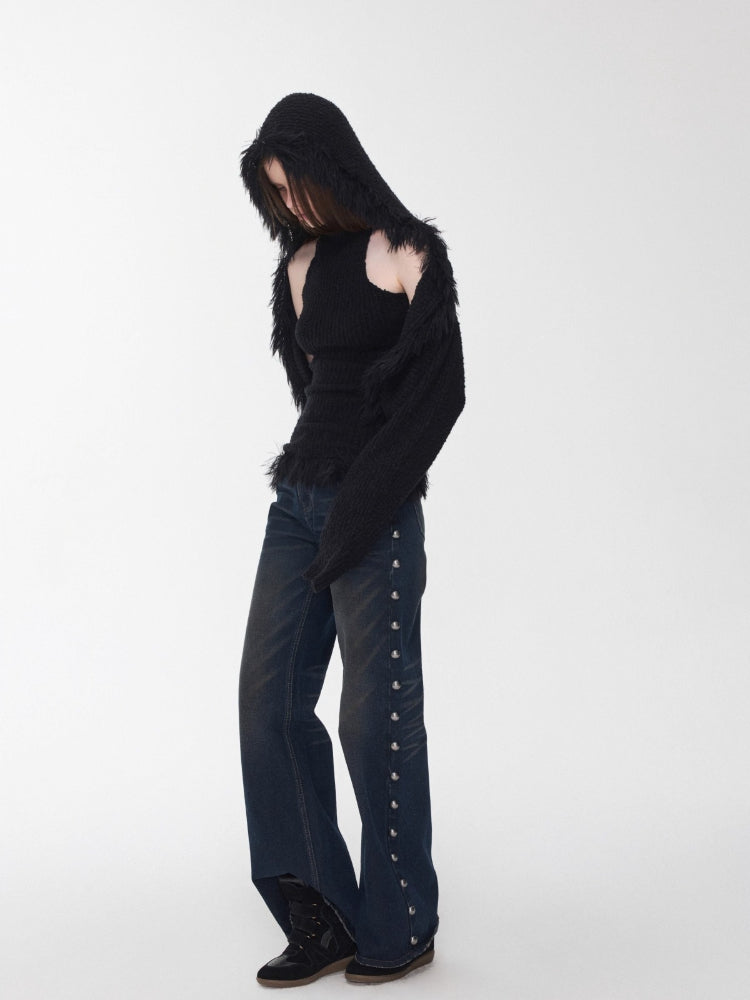 Hooded Faux Fur Knit Set