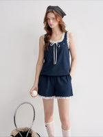 White And Blue Lace Trim Set